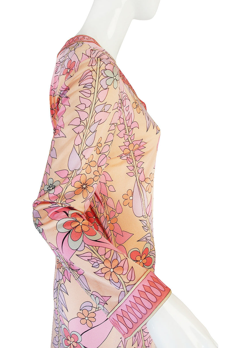 1960s Pink Silk Jersey Bessi Caftan Maxi Dress