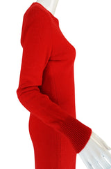 c1973 Halston Red 100% Cashmere Evening Dress