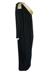 1980-1981 Bill Tice Black Jersey & Gold Accented Single Sleeve Dress