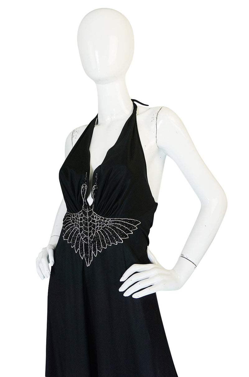 Museum Held 1971 John Kloss Beaded "Black Swan" Dress