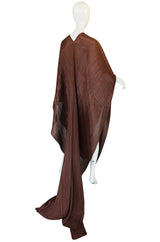 1990s Issey Miyake "Pleats Please" Copper Shawl Poncho Dress