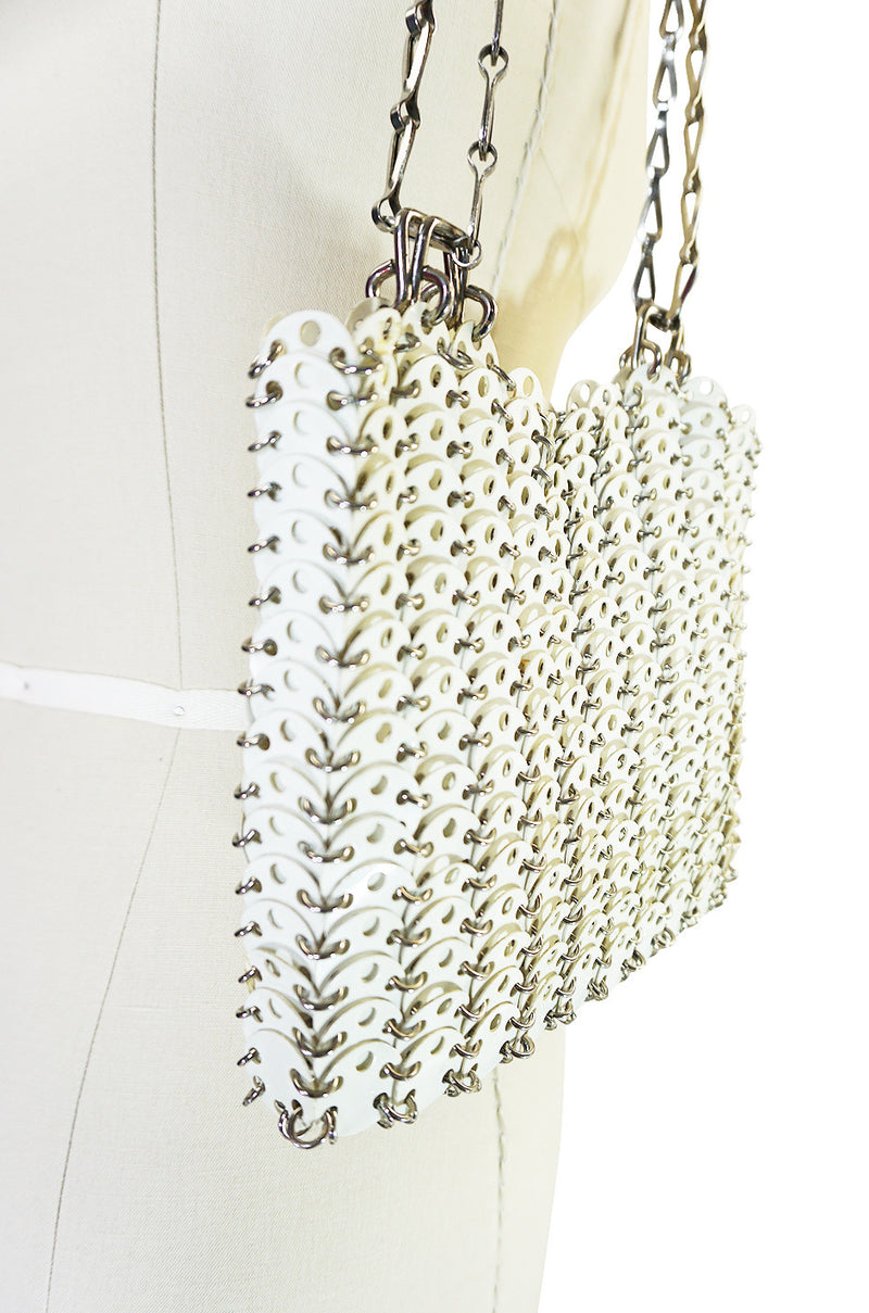 Rare 1960s Paco Rabanne White Disc & Metal Bag