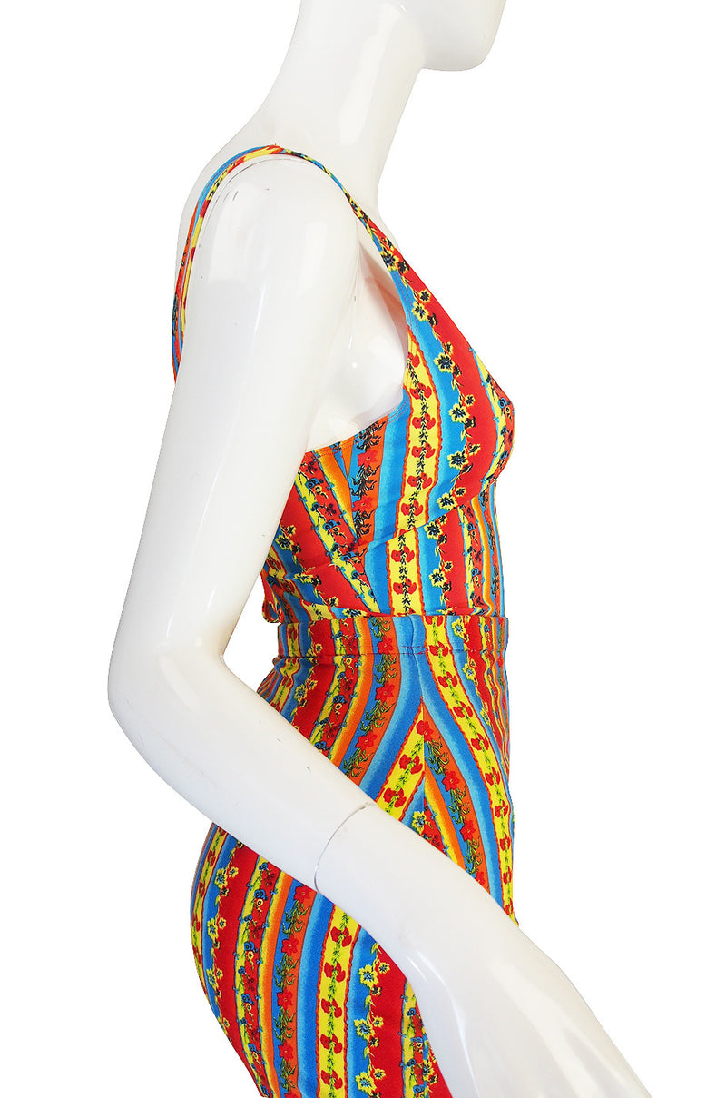 1990s Versace Jeans Couture Low Back Body Suit & Skirt
