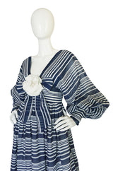 c1972 Geoffrey Beene Plunging Striped Summer Dress