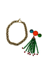 1980s Yves Saint Laurent Poured Glass Brilliant Brooch Necklace