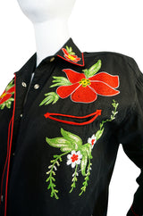 1990s Bright Hand Embroidered Western Shirt