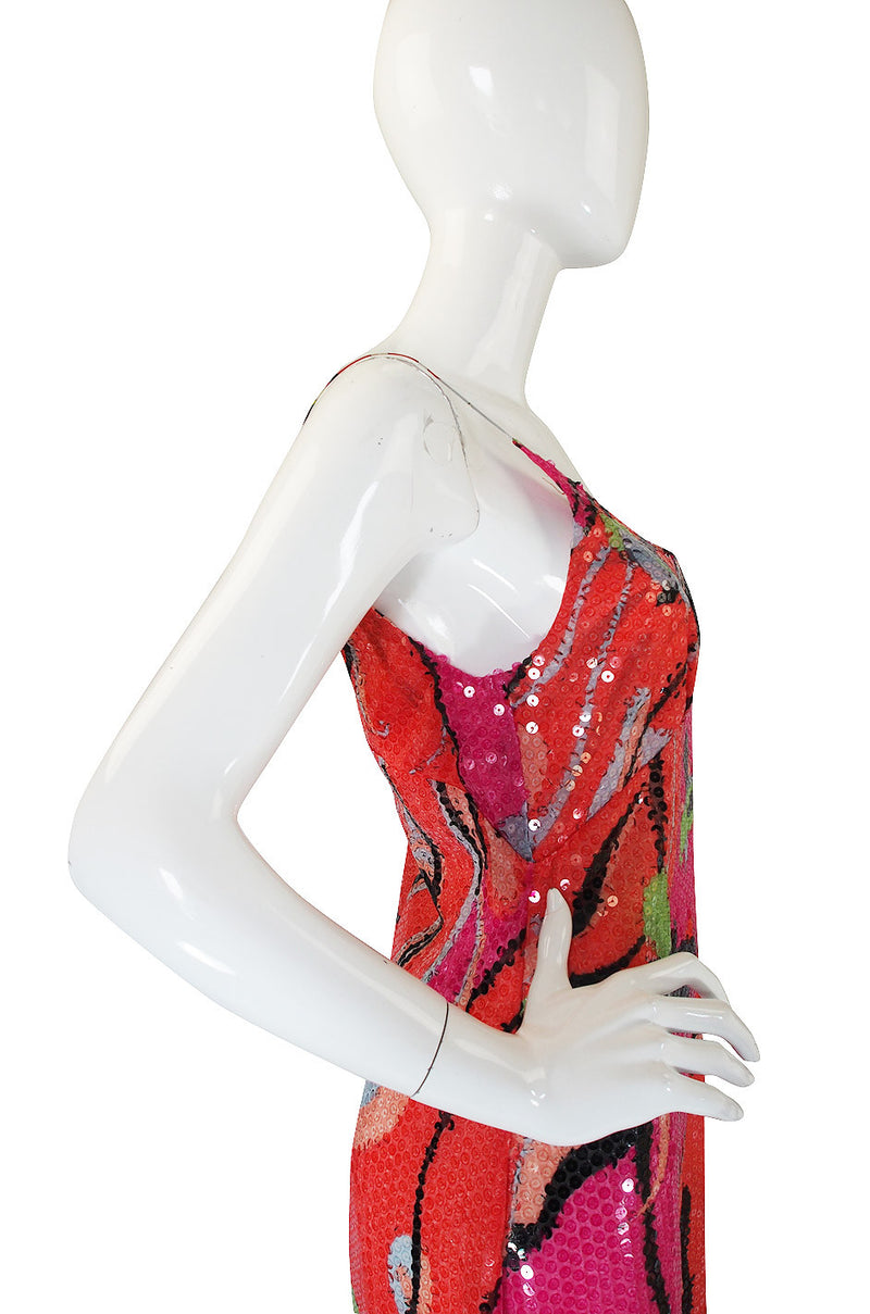 1990s Pink  Silk & Sequin Pucci Shift Dress