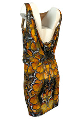 Recent Alexander McQueen Butterfly Print Back Draped Jersey Dress