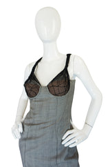 S/S 1998 Gianni Versace Couture Houndstooth Dress w Lace Cups