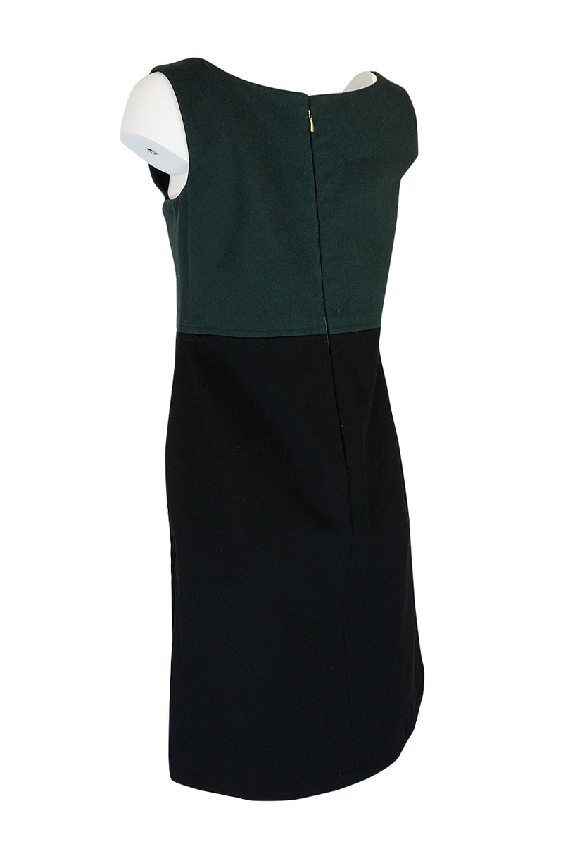 Rare c1961-63 Mary Quant Mod Green & Black Mini Dress