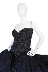 1980s Loris Azzaro Couture Billowing Silk Beaded Gown