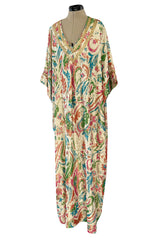 Gorgeous 1960s Lucie Ann Beverly Hills Gold Thread Lame Caftan w Sequin Detailing