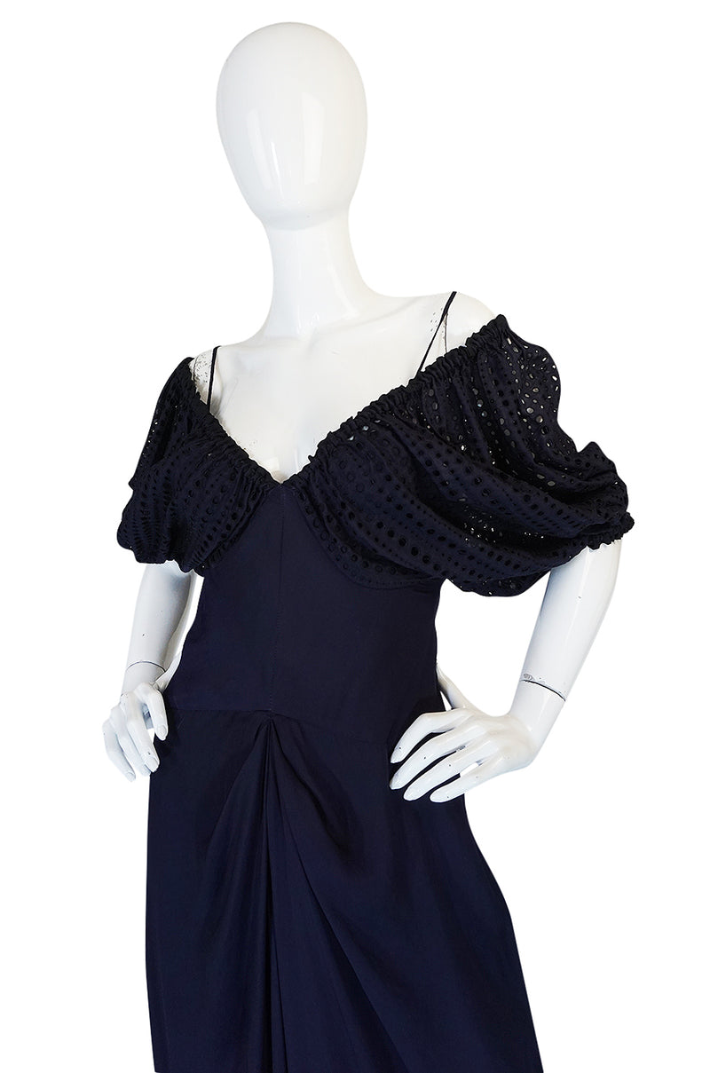 1990s Jean Paul Gaultier Femme Eyelet Pouf Sleeve Dress