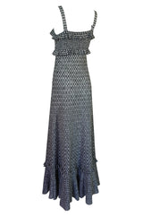 Vintage Chanel Black & White Check Soft Stretch Knit Halter Dress