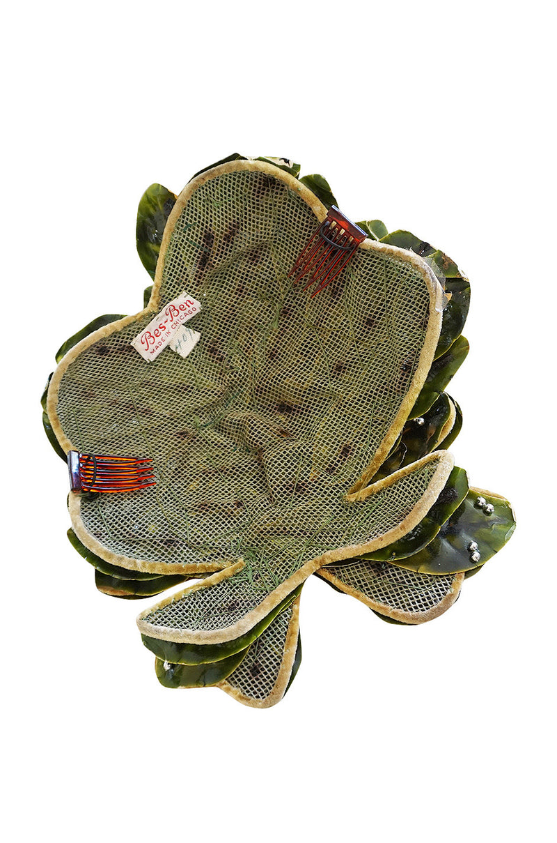 1940s Rare Bes-Ben Butterfly & Leaf Cloche Hat