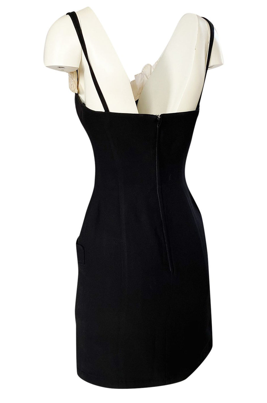 Runway Spring 1997 Thierry Mugler Fitted Black Dress w Extravagant