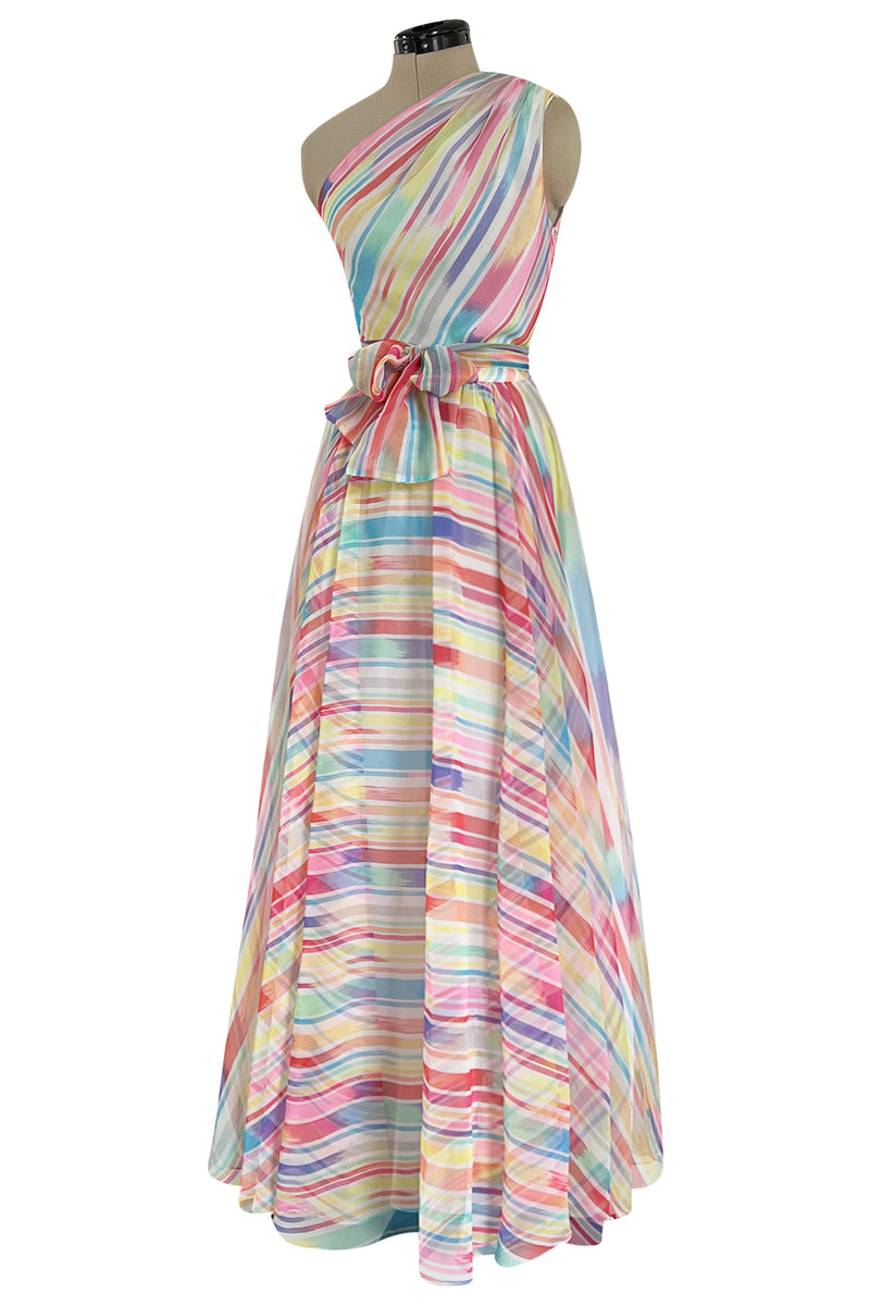 Spectacular 1970s Oscar de la Renta One Shoulder Lightweight Chiffon R Shrimpton Couture Spectacular 1970s Oscar de la Renta One Shoulder Lightweight Chiffon R Shrimpton Couture
