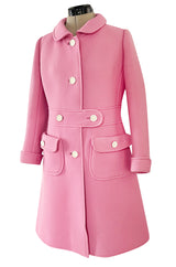 Exceptional Museum Held Fall 1969 Andre Courreges Couture Sculpted Pink Coat