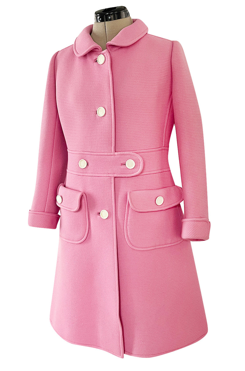 Exceptional Museum Held Fall 1969 Andre Courreges Couture Sculpted Pink Coat