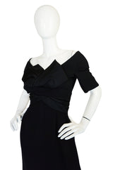 1950s Helena Barbieri Black Bow Detailed Silk Crepe Dress