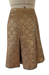 Gorgeous Spring 2002 Prada Runway Skirt Look 47 Gold Silk Metallic Lame Skirt
