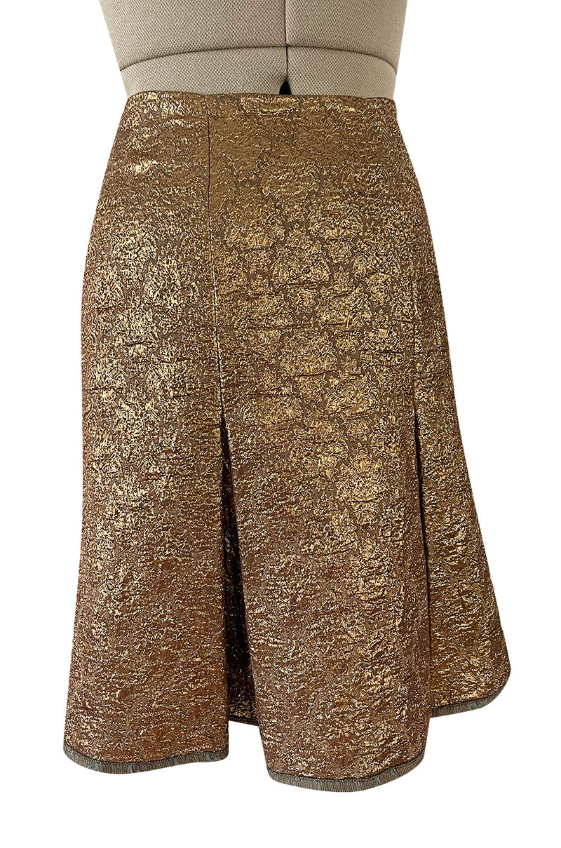 Gorgeous Spring 2002 Prada Runway Skirt Look 47 Gold Silk Metallic Lame Skirt