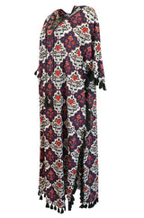 2016 Rhode Resort 'Casu' Printed Cotton Voile Tasseled Caftan Dress