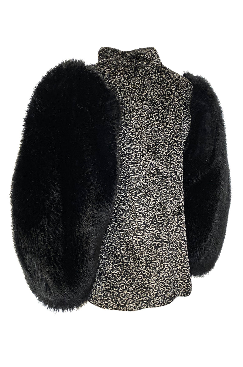 Fall 1992 Yves Saint Laurent Incredible Huge Sleeves Faux Fur Jacket