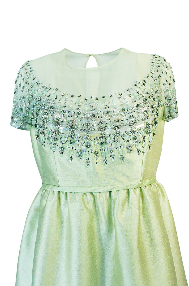 *NEW PRICE DROP* 1960s Malcolm Starr Silk, Sequin, Beads & Crystal Embellished Dress