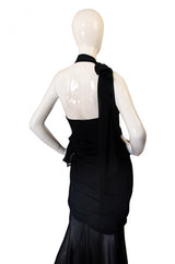 Rare 1980s Thierry Mugler One Shoulder Silk & Sheer Dress