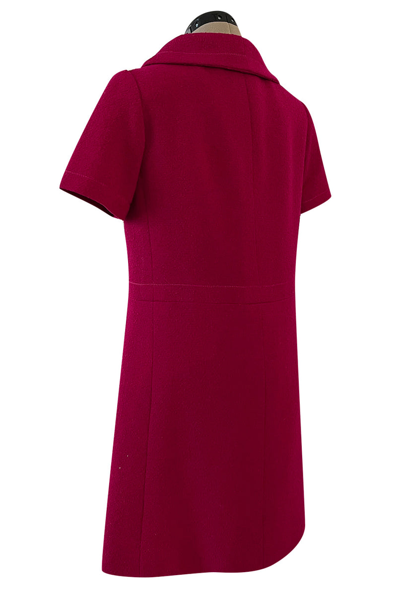 Documented Spring 1966 Christian Dior by Marc Bohan Haute Couture Raspberry Fuchsia Shift Dress