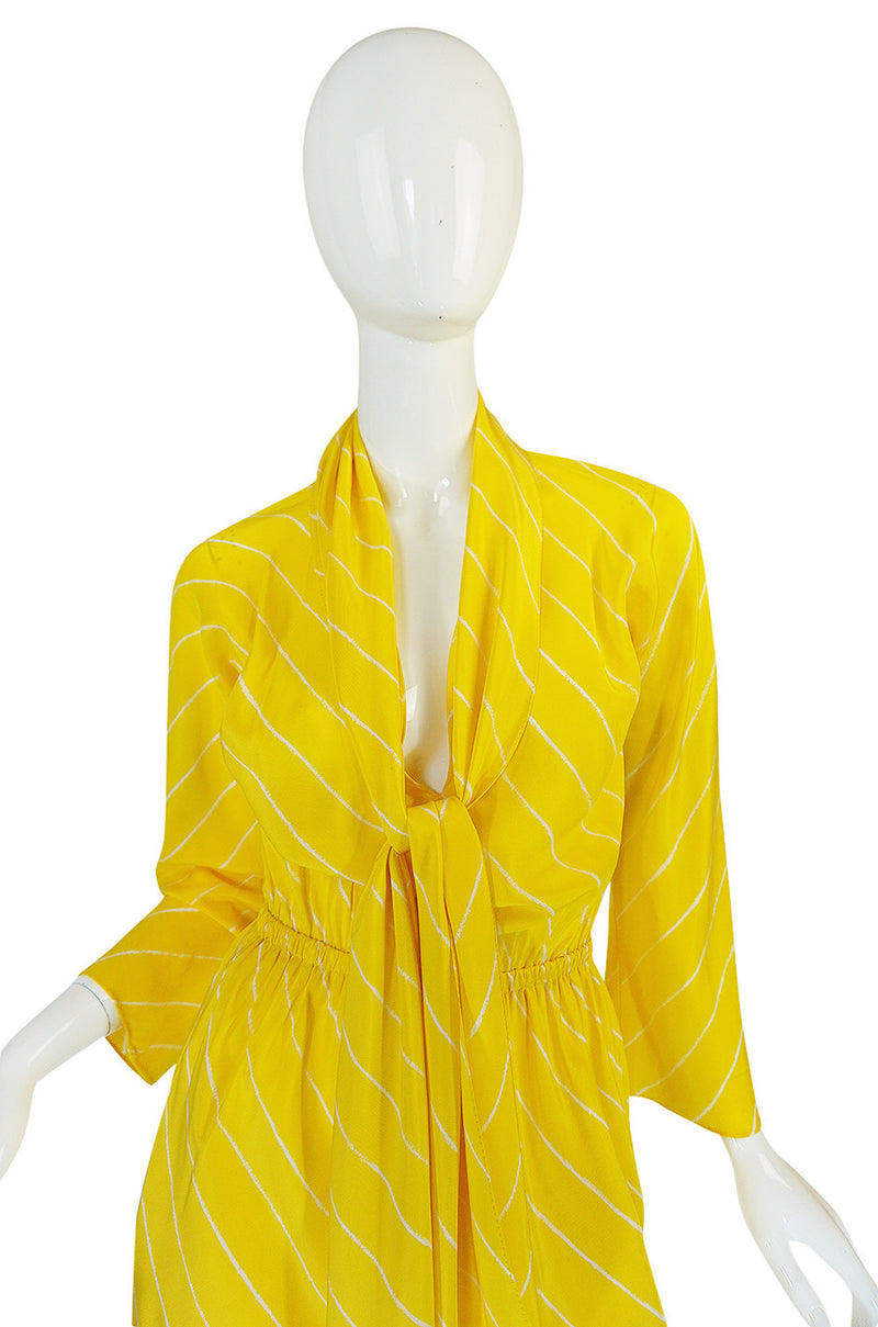 S/S 1976 Halston Demi-Couture Bias Cut Yellow Silk Dress