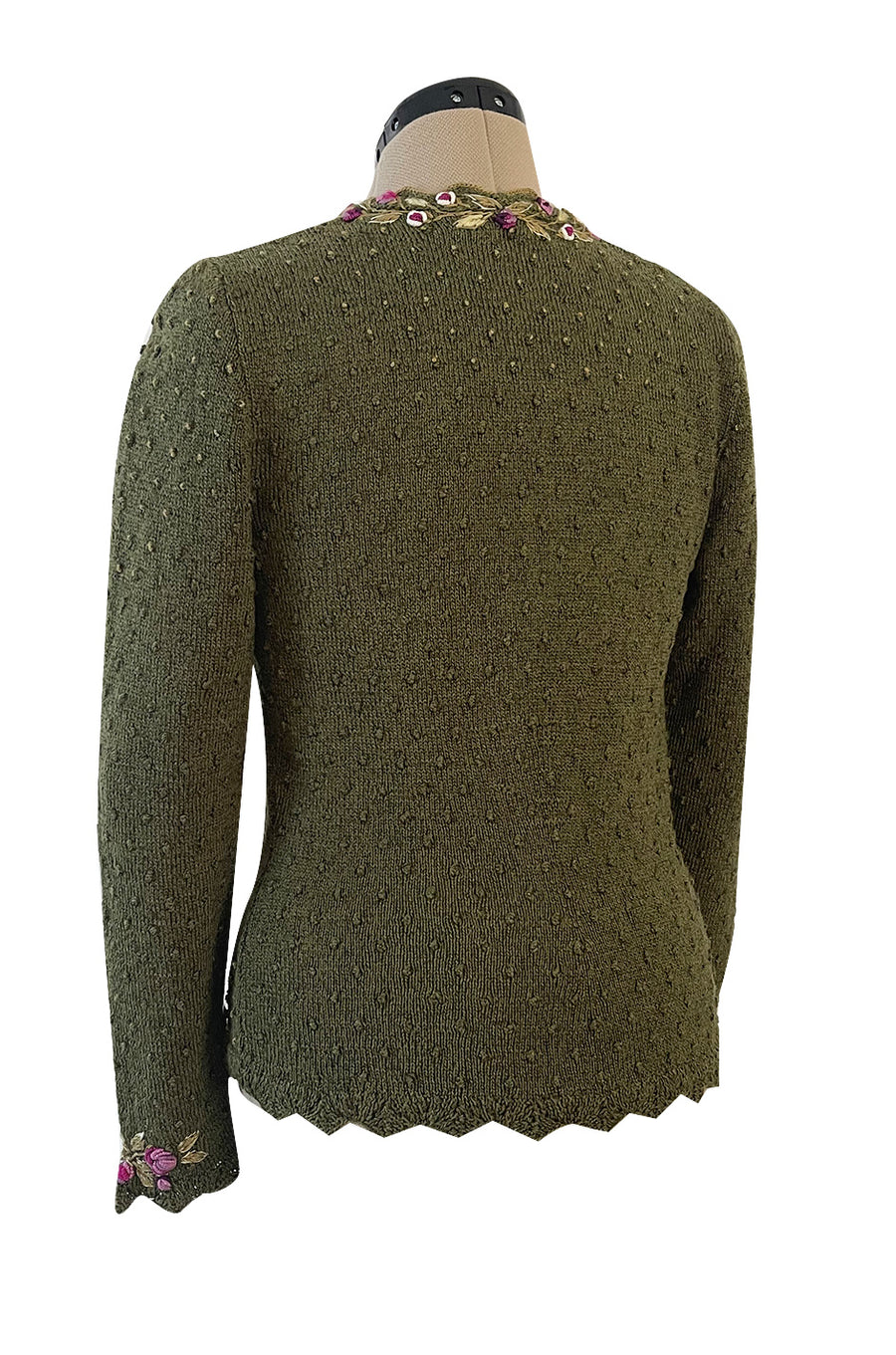 Prettiest 1980s Wolkenstricker Moss Green Colour Hand Knit