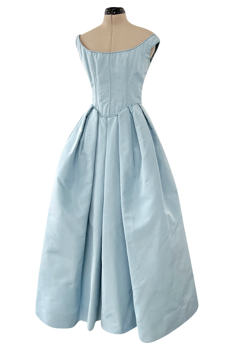 Runway Spring 1994 Balmain by Oscar de La Renta Haute Couture Baby Blue Corset Dress