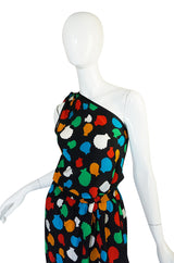 1970s One Shoulder Yves Saint Laurent Silk Dress Set