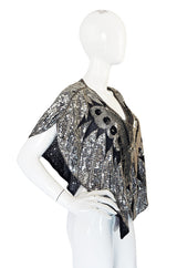 1970s Silver Sequin Butterfly Cape or Top