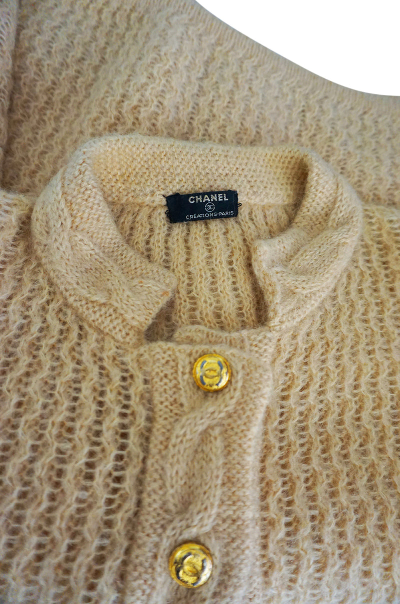 1978-1983 Chanel Creations Camel Color Knit Sweater Cardigan