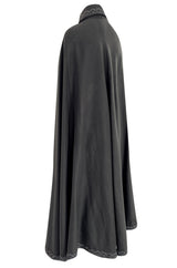 Wonderful 1970s Grey Full Length Wool Cape w Elaborate Braided Edge Detail