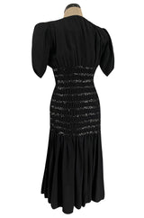 Fall 1983 Yves Saint Laurent Ad Campaign Black Silk Crepe Dress w Sequin Detailing