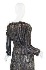 1960s Metallic Pauline Trigere Dress with Cut Outs