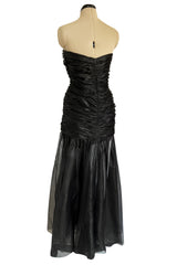 Fabulous 1980s Chloe Black Silk Organza Strapless Dress W Large Bow Detailing