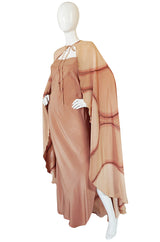 Rare 1960s Hand Painted Silk Andre Murasan Dress & Cape