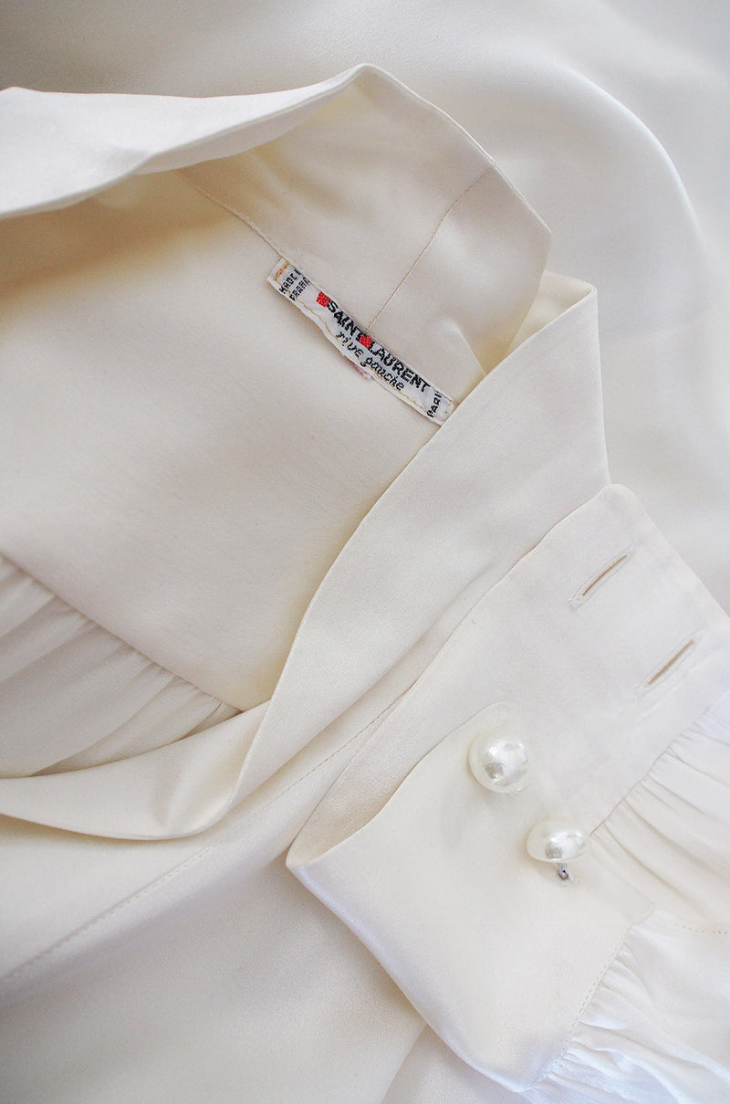 1970s Pearl & Silk Yves Saint Laurent Top