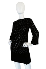 1970s Yves Saint Laurent Fused Velvet & Silk Chiffon Shift Dress