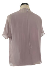 Wonderful Upcycled Vintage Silk Chiffon Top in Lavender w Hand Applied 1920s Detailing