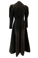 Documented Fall 1970 Yves Saint Laurent Brown Velvet Ultra Fine Corduroy Great Coat
