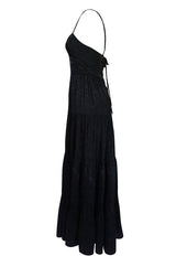 1970s Ossie Clark for Radley Tiered Silk Damask Halter Dress