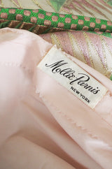 1960s Metallic Pink & Green Mollie Parnis Dress