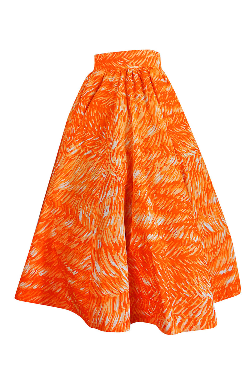 1970s Yves Saint Laurent Printed Cotton Fulll Circle Skirt