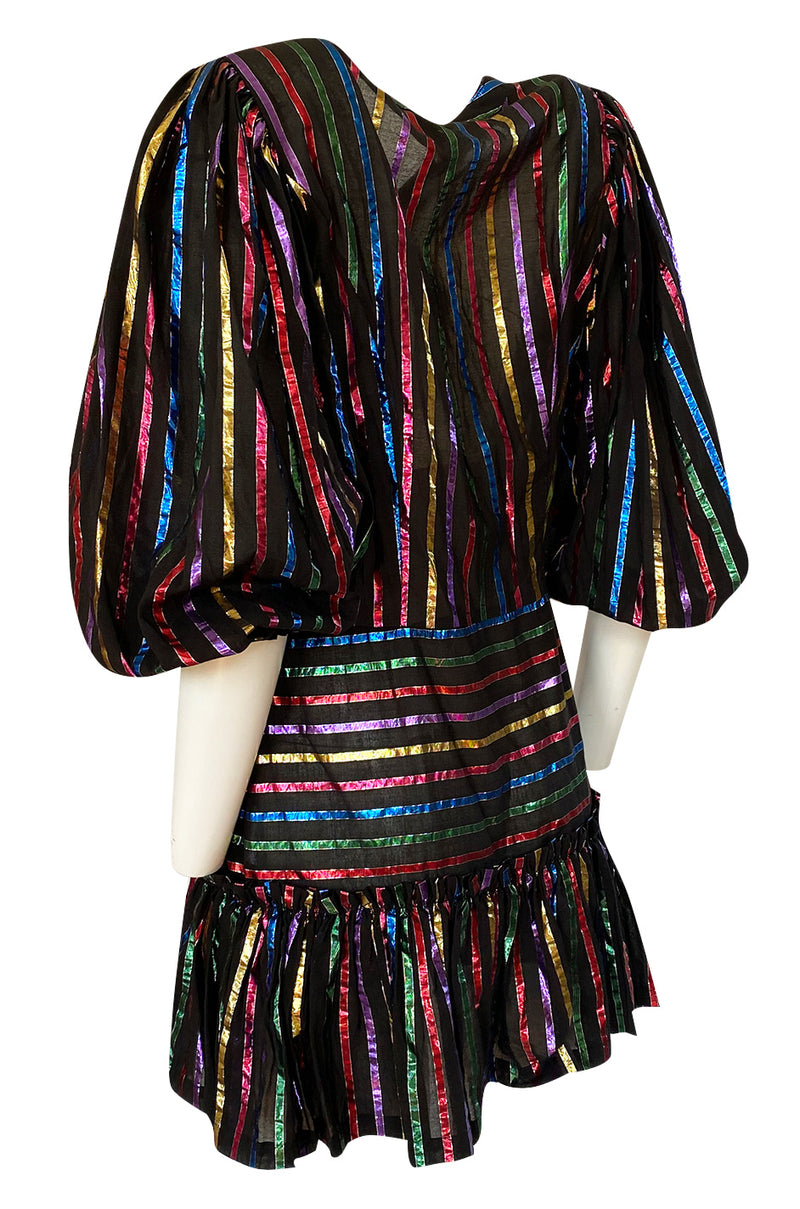Spring 2019 Attico Metallic Rainbow Striped Mini Dress New with Tags